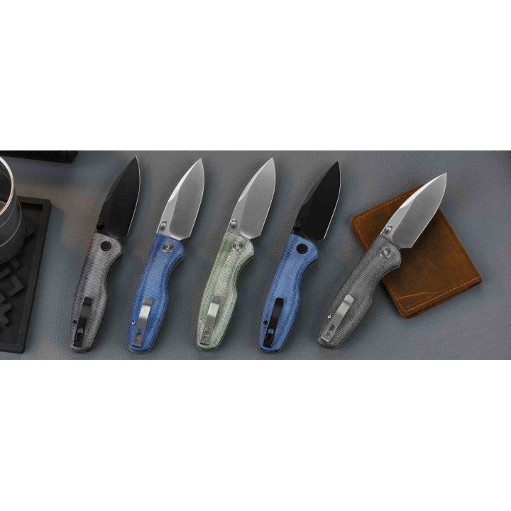 Couteau CMB Predator V3 Black Lame Acier 14C28N Manche Micarta Button Lock IKBS CMB19C - Livraison Gratuite