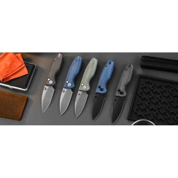 Couteau CMB Predator V3 Black Lame Acier 14C28N Manche Micarta Button Lock IKBS CMB19C - Livraison Gratuite