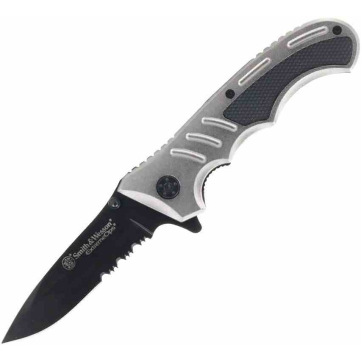 Couteau Smith&Wesson Extreme Ops Lame Acier 7Cr17MoV Serr Manche Alu Linerlock SW1207131 - Livraison Gratuite