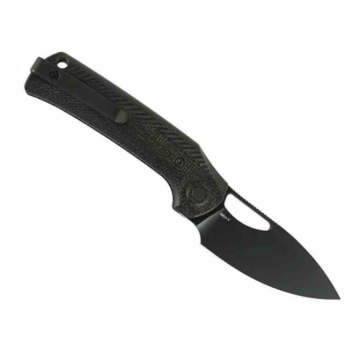 Couteau Pliant Reate PL-XE Black Lame Drop Point Acier Nitro-V Manche Micarta Noir Pivot Lock REA168 - Livraison Gratuite