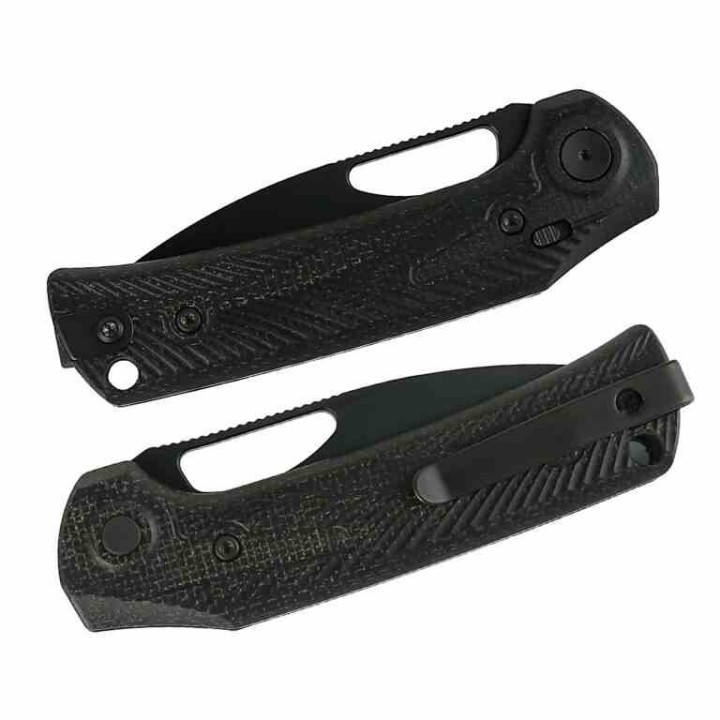 Couteau Pliant Reate PL-XE Black Lame Drop Point Acier Nitro-V Manche Micarta Noir Pivot Lock REA168 - Livraison Gratuite
