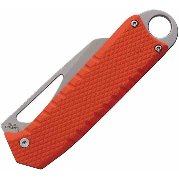 Couteau Ketuo Ventr Orange Lame Tanto Acier 14C28N Manche G10 Button/Linerlock KETM017 - Livraison Gratuite