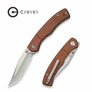 Couteau CIVIVI Clingman Brown Lame Clip Point Acier Nitro-V Manche Micarta IKBS Liner Lock CIVC230653 - Livraison Gratuite