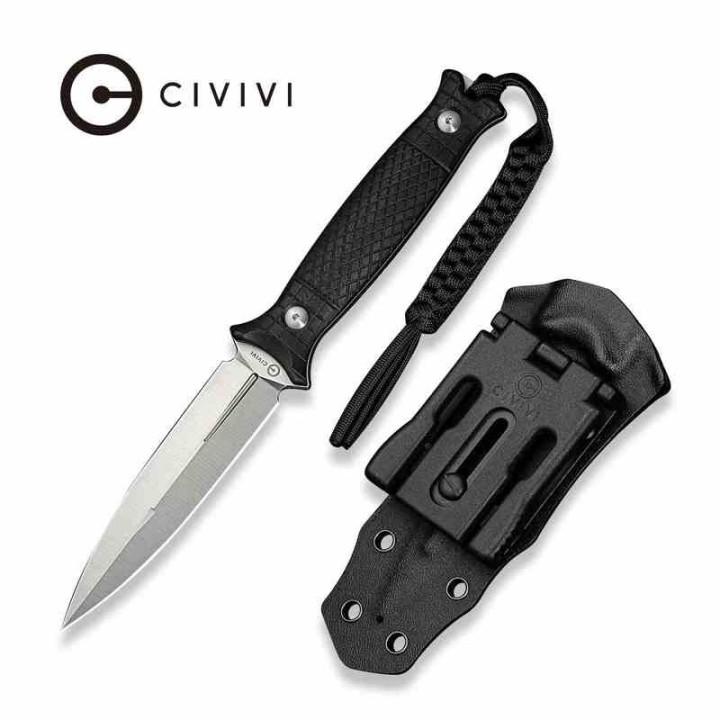 Couteau CIVIVI Perfrico Black Lame Dague Acier 14C28N Manche G-10 Étui Kydex CIVC230261 - Livraison Gratuite