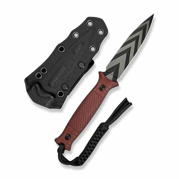 Couteau CIVIVI Perfrico Burgundy Lame Dague Acier 14C28N Manche G-10 Étui Kydex CIVC230263 - Livraison Gratuite