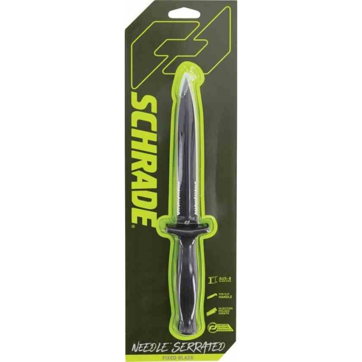 Couteau Schrade Delta Class Needle Magnum Lame Dague Acier AUS-8 Manche Overmold Noir Etui SCH1182515 - Livraison Gratuite