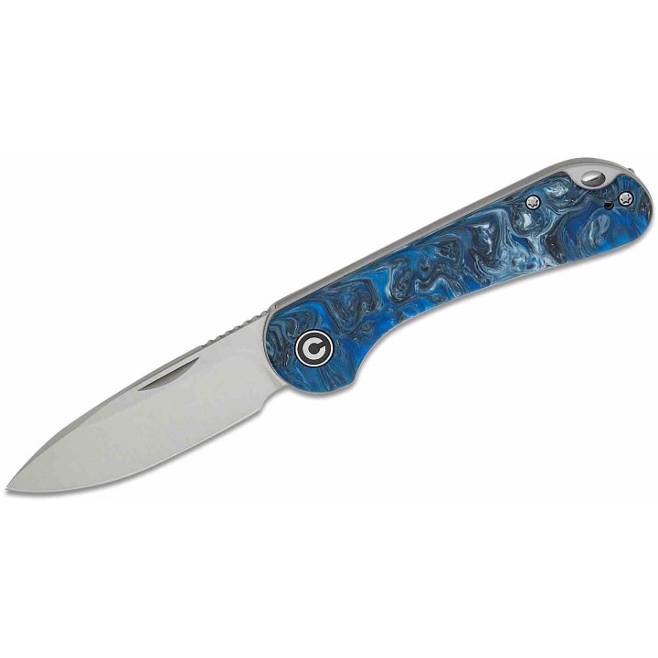 Couteau CIVIVI Elementum Slipjoint Blue Ocean Lame Drop Point Acier 14C28N Manche Résine Clip CIVC18062AJ4 - Livraison Gratuite