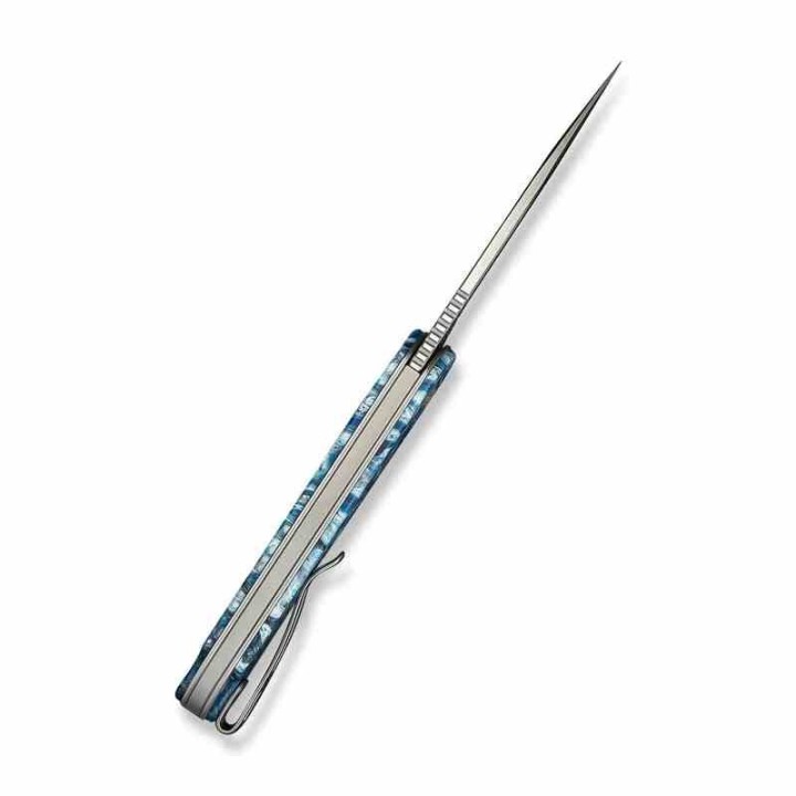 Couteau CIVIVI Elementum Slipjoint Blue Ocean Lame Drop Point Acier 14C28N Manche Résine Clip CIVC18062AJ4 - Livraison Gratuite