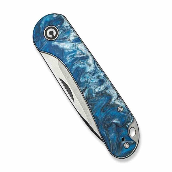 Couteau CIVIVI Elementum Slipjoint Blue Ocean Lame Drop Point Acier 14C28N Manche Résine Clip CIVC18062AJ4 - Livraison Gratuite