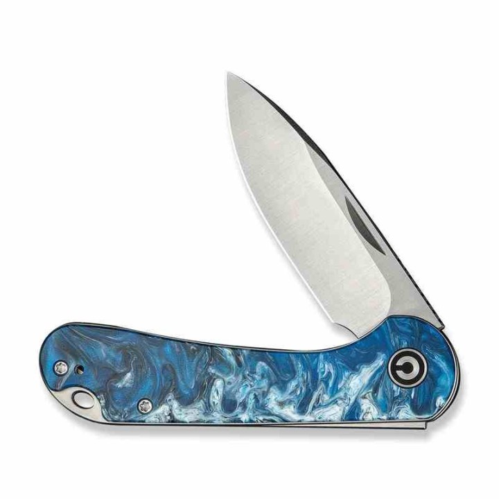 Couteau CIVIVI Elementum Slipjoint Blue Ocean Lame Drop Point Acier 14C28N Manche Résine Clip CIVC18062AJ4 - Livraison Gratuite