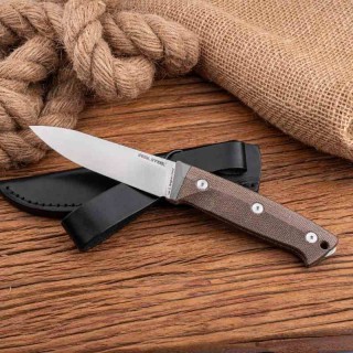 Couteau Real Steel Black Thorn Manche Micarta Naturel & Titane Lame Acier K110 Etui Cuir RS3621NM - Livraison Gratuite