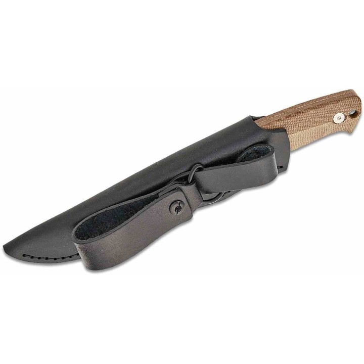 Couteau Real Steel Black Thorn Manche Micarta Naturel & Titane Lame Acier K110 Etui Cuir RS3621NM - Livraison Gratuite