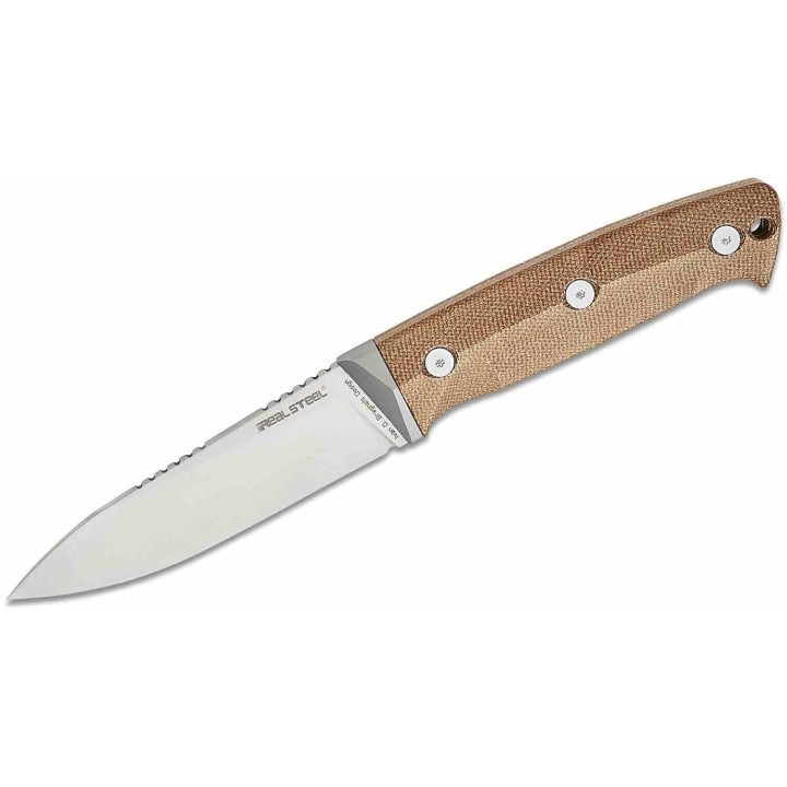 Couteau Real Steel Black Thorn Manche Micarta Naturel & Titane Lame Acier K110 Etui Cuir RS3621NM - Livraison Gratuite