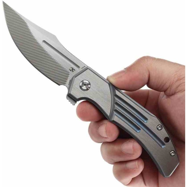 Couteau Kansept Orion Blue Lame Clip Point Acier S35VN Manche Titane Clip Frame Lock K1089B1 - Livraison Gratuite