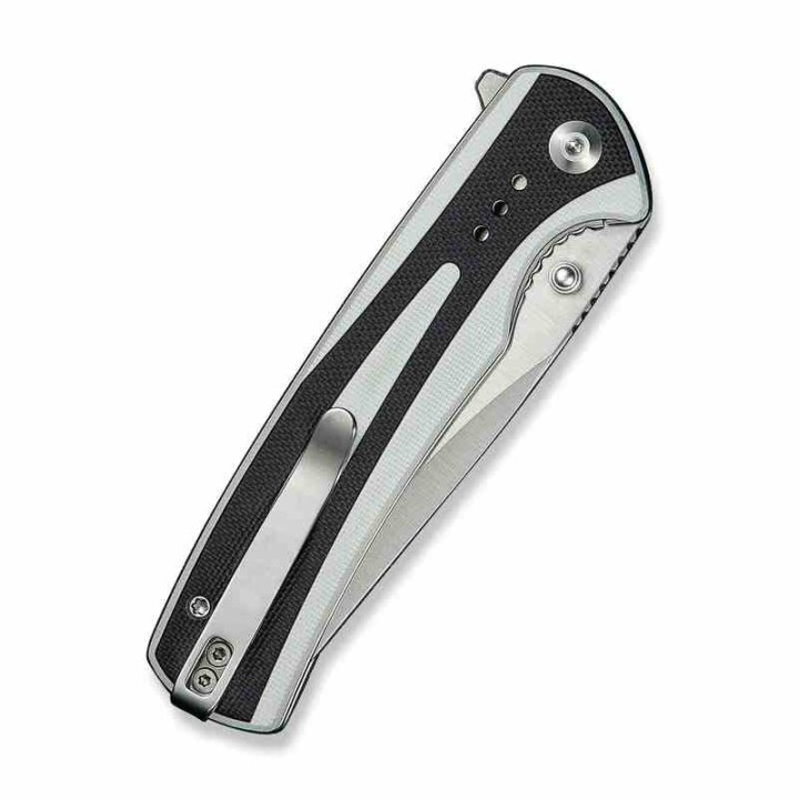 Couteau Sencut Regnator White/Black Lame Clip Point Acier 9Cr18MoV Manche G10 Linerlock IKBS Clip S240573 - Livraison Gratuite
