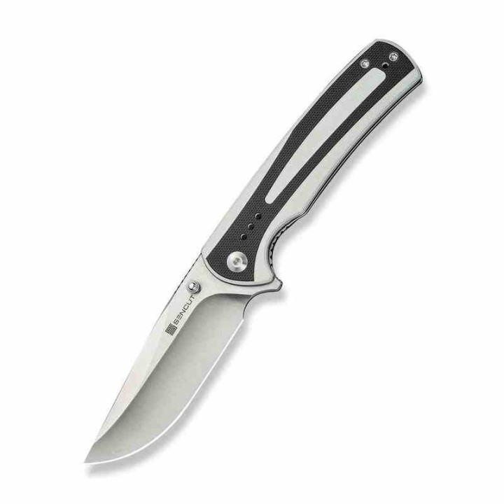 Couteau Sencut Regnator White/Black Lame Clip Point Acier 9Cr18MoV Manche G10 Linerlock IKBS Clip S240573 - Livraison Gratuite