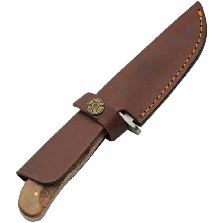 Couteau Mosaic Kickerwood Hunter Lame Acier Inox Manche Bois Etui Cuir PA203483 - Livraison Gratuite