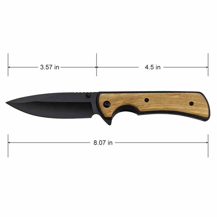 Couteau Elk Ridge Linerlock A/O Lame Drop Point Acier 3Cr13 Manche Aluminium/Bois Clip ERA2003BK Livraison Gratuite