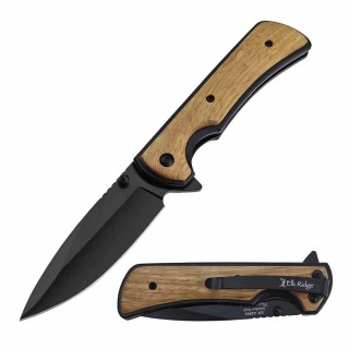 Couteau Elk Ridge Linerlock A/O Lame Drop Point Acier 3Cr13 Manche Aluminium/Bois Clip ERA2003BK Livraison Gratuite
