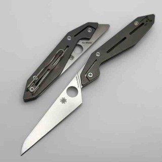 Couteau Spyderco NAND Lame Wharncliffe Acier Bohler M398 Manche Titane Clip Made Italy SC270TIP - Livraison Gratuite