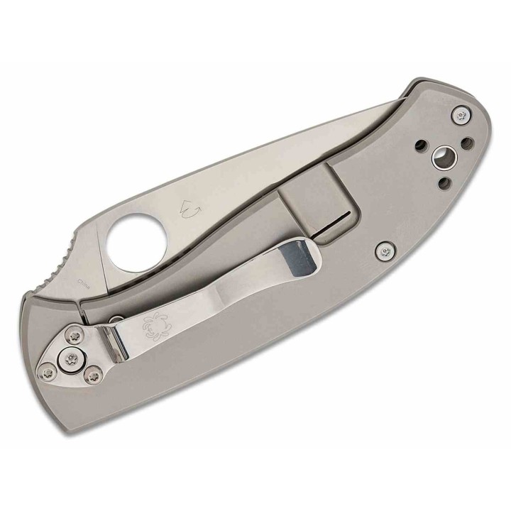 Couteau Spyderco Tenacious R.I.L. TI Gray Lame Acier 8Cr13MoV Manche Titane Frame Lock SC122TIP - Livraison Gratuite