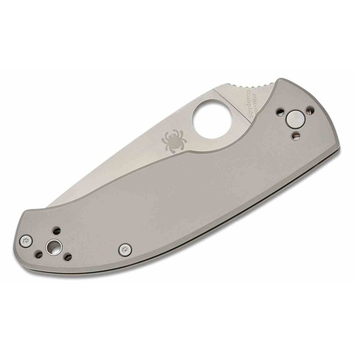 Couteau Spyderco Tenacious R.I.L. TI Gray Lame Acier 8Cr13MoV Manche Titane Frame Lock SC122TIP - Livraison Gratuite