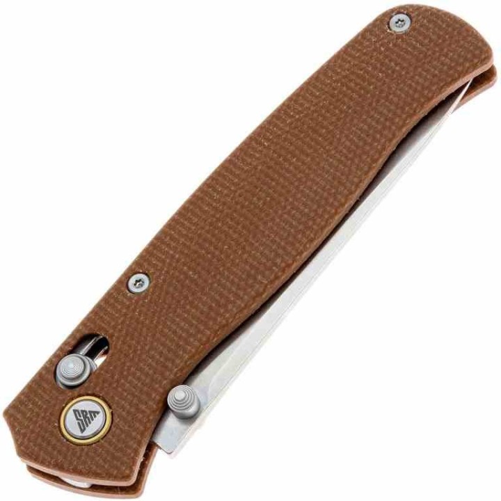 Couteau SRM Knives 255L-MN Brown Lame Acier 10Cr15CoMoV Manche G10 IKBS Clip Ambi Lock SRM255LMN - Livraison Gratuite