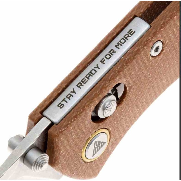 Couteau SRM Knives 255L-MN Brown Lame Acier 10Cr15CoMoV Manche G10 IKBS Clip Ambi Lock SRM255LMN - Livraison Gratuite