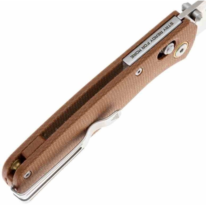 Couteau SRM Knives 255L-MN Brown Lame Acier 10Cr15CoMoV Manche G10 IKBS Clip Ambi Lock SRM255LMN - Livraison Gratuite