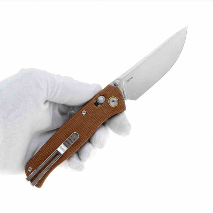Couteau SRM Knives 255L-MN Brown Lame Acier 10Cr15CoMoV Manche G10 IKBS Clip Ambi Lock SRM255LMN - Livraison Gratuite