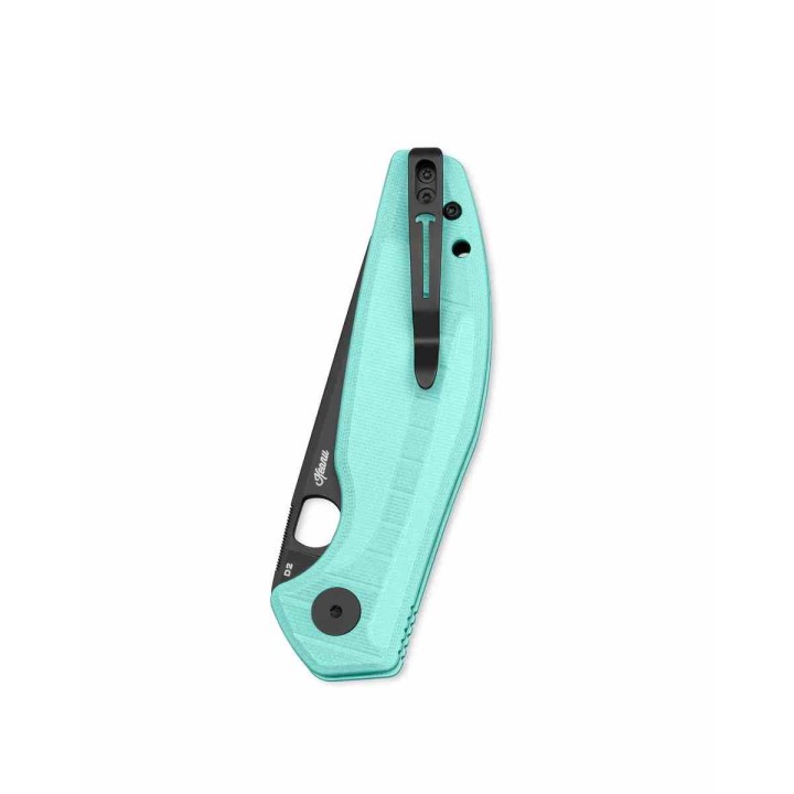 Couteau Bestechman Angry Owl Aqua Lame Acier D2 Black Manche G10 IKBS Button Lock BTKMK12B1 - Livraison Gratuite