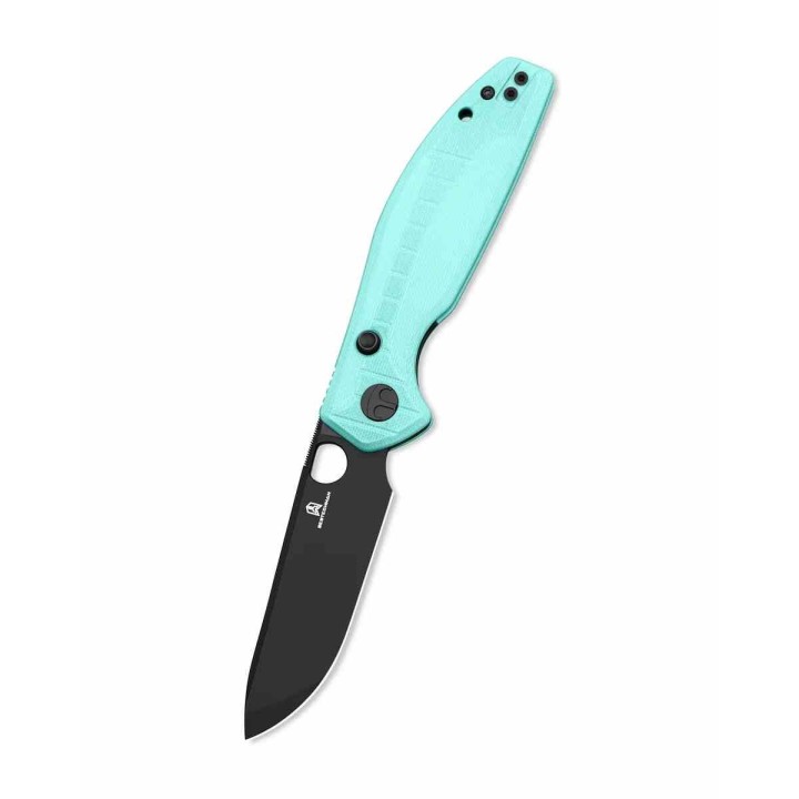 Couteau Bestechman Angry Owl Aqua Lame Acier D2 Black Manche G10 IKBS Button Lock BTKMK12B1 - Livraison Gratuite