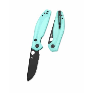 Couteau Bestechman Angry Owl Aqua Lame Acier D2 Black Manche G10 IKBS Button Lock BTKMK12B1 - Livraison Gratuite