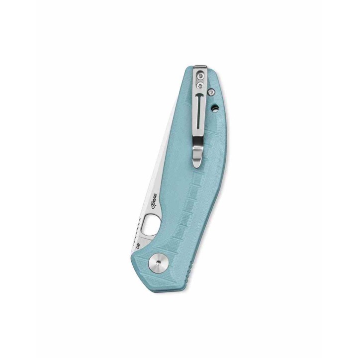 Couteau Bestechman Angry Owl Grey Lame Acier D2 Satin Manche G10 IKBS Button Lock BTKMK12C1 - Livraison Gratuite