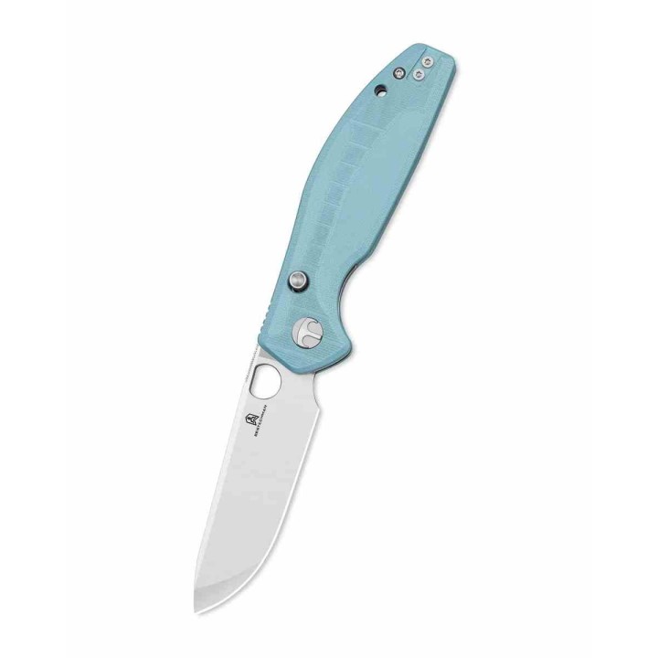 Couteau Bestechman Angry Owl Grey Lame Acier D2 Satin Manche G10 IKBS Button Lock BTKMK12C1 - Livraison Gratuite