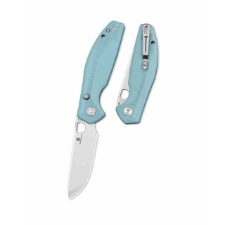 Couteau Bestechman Angry Owl Grey Lame Acier D2 Satin Manche G10 IKBS Button Lock BTKMK12C1 - Livraison Gratuite