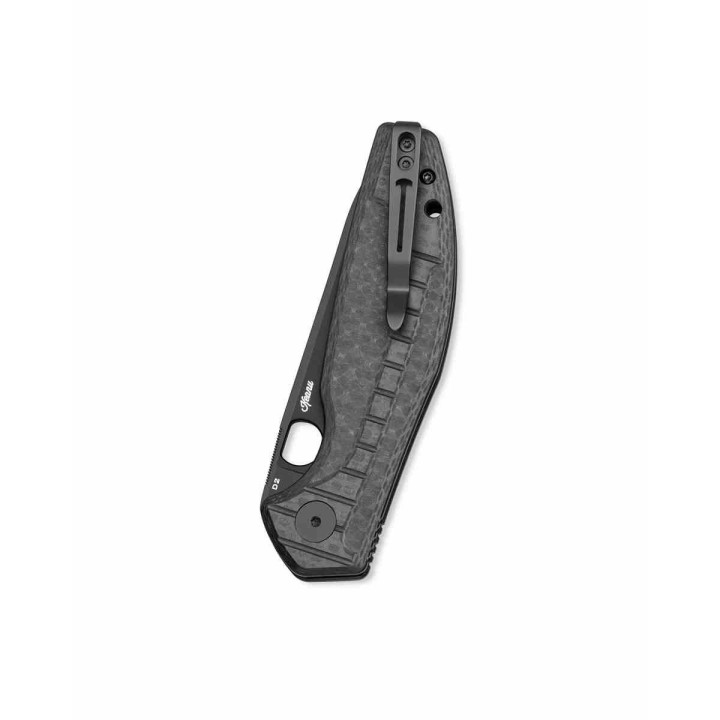 Couteau Bestechman Angry Owl Black Lame Acier D2 Black PVD Manche G10 IKBS Button Lock BTKMK12F2 - Livraison Gratuite