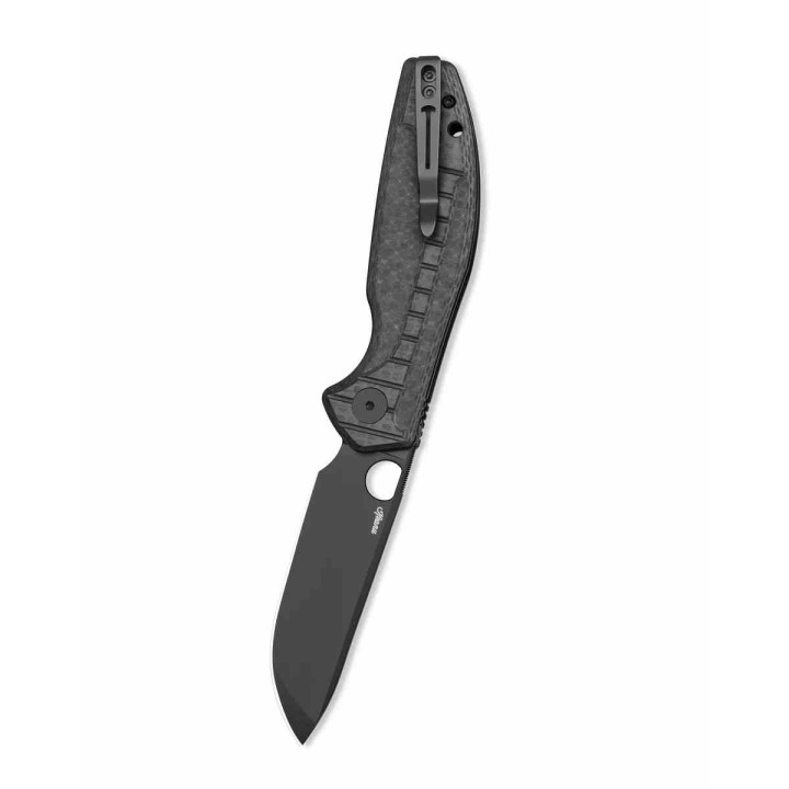 Couteau Bestechman Angry Owl Black Lame Acier D2 Black PVD Manche G10 IKBS Button Lock BTKMK12F2 - Livraison Gratuite