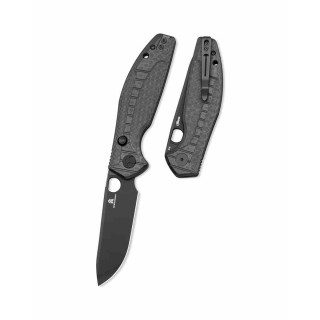 Couteau Bestechman Angry Owl Black Lame Acier D2 Black PVD Manche G10 IKBS Button Lock BTKMK12F2 - Livraison Gratuite