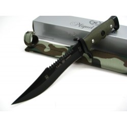 Couteau de Combat Nieto Cuchillo Linea Combate Acier AN-58 Scie Manche ABS Etui Camouflage NIE3002 - Livraison Gratuite