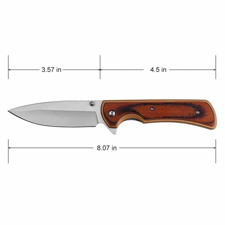 Couteau Elk Ridge Linerlock A/O Lame Drop Point Acier 3Cr13 Manche Bronze Alu/Bois Clip ERA2003BZ - Livraison Gratuite