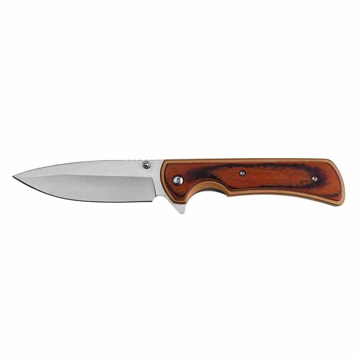 Couteau Elk Ridge Linerlock A/O Lame Drop Point Acier 3Cr13 Manche Bronze Alu/Bois Clip ERA2003BZ - Livraison Gratuite