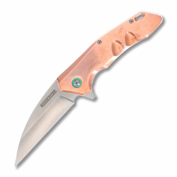 Couteau Rough Rider Copper Lame Wharncliffe Acier D2 Manche Cuivre Linerlock RR2238 - Livraison Gratuite