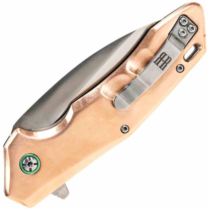 Couteau Rough Rider Copper Lame Wharncliffe Acier D2 Manche Cuivre Linerlock RR2238 - Livraison Gratuite