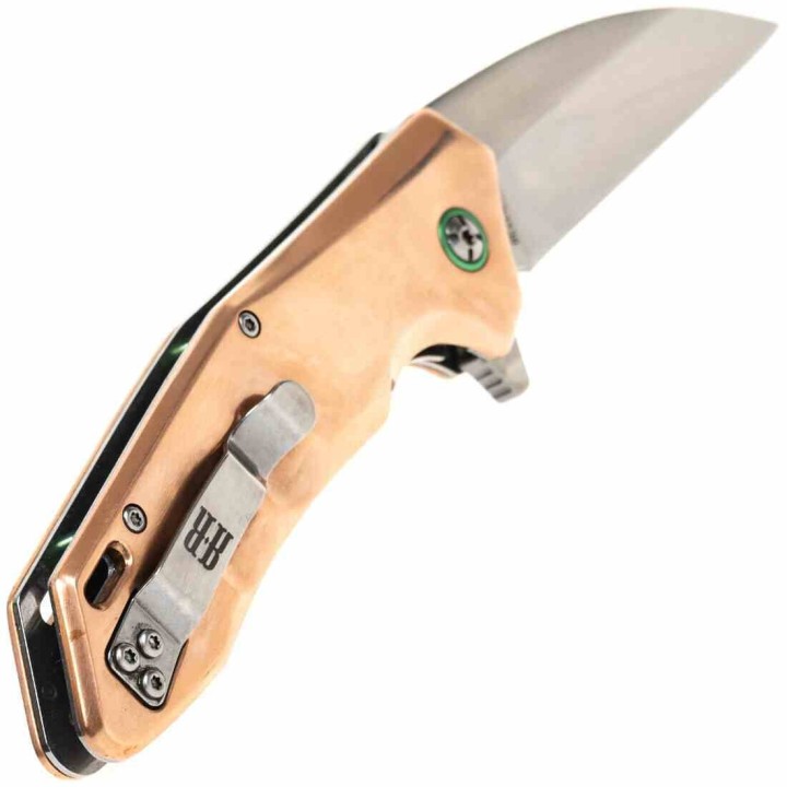 Couteau Rough Rider Copper Lame Wharncliffe Acier D2 Manche Cuivre Linerlock RR2238 - Livraison Gratuite
