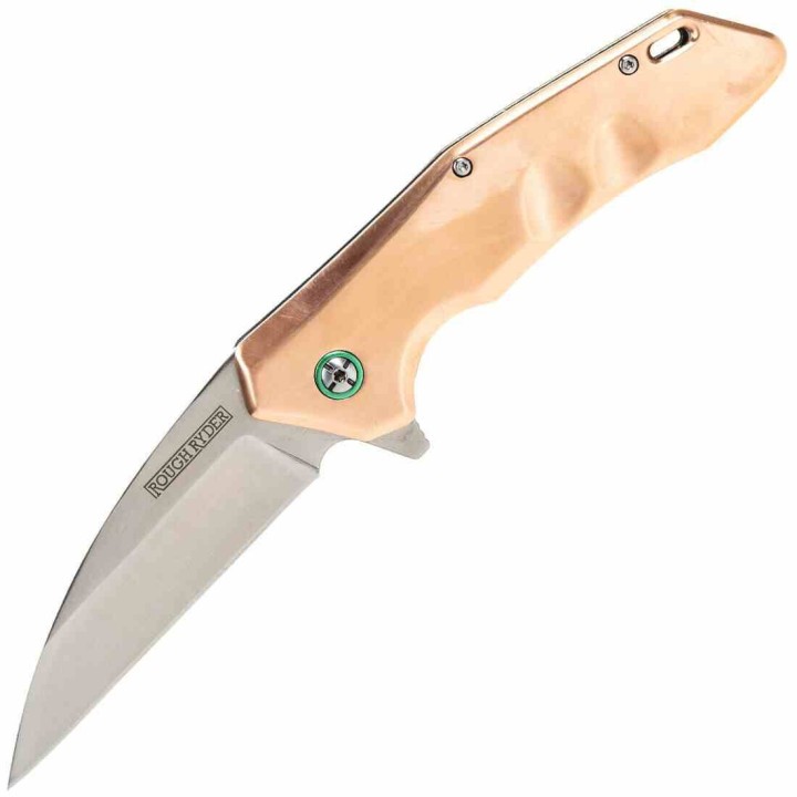 Couteau Rough Rider Copper Lame Wharncliffe Acier D2 Manche Cuivre Linerlock RR2238 - Livraison Gratuite