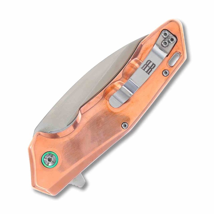 Couteau Rough Rider Copper Lame Wharncliffe Acier D2 Manche Cuivre Linerlock RR2238 - Livraison Gratuite