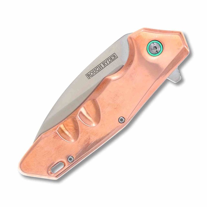 Couteau Rough Rider Copper Lame Wharncliffe Acier D2 Manche Cuivre Linerlock RR2238 - Livraison Gratuite