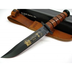 Couteau KA-BAR Leather USMC Vietnam COMMEMORATIVE Carbone 1095 Manche Cuir Made USA KA9140 - Livraison Gratuite