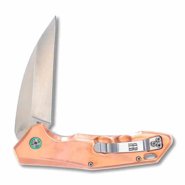 Couteau Rough Rider Copper Lame Wharncliffe Acier D2 Manche Cuivre Linerlock RR2238 - Livraison Gratuite